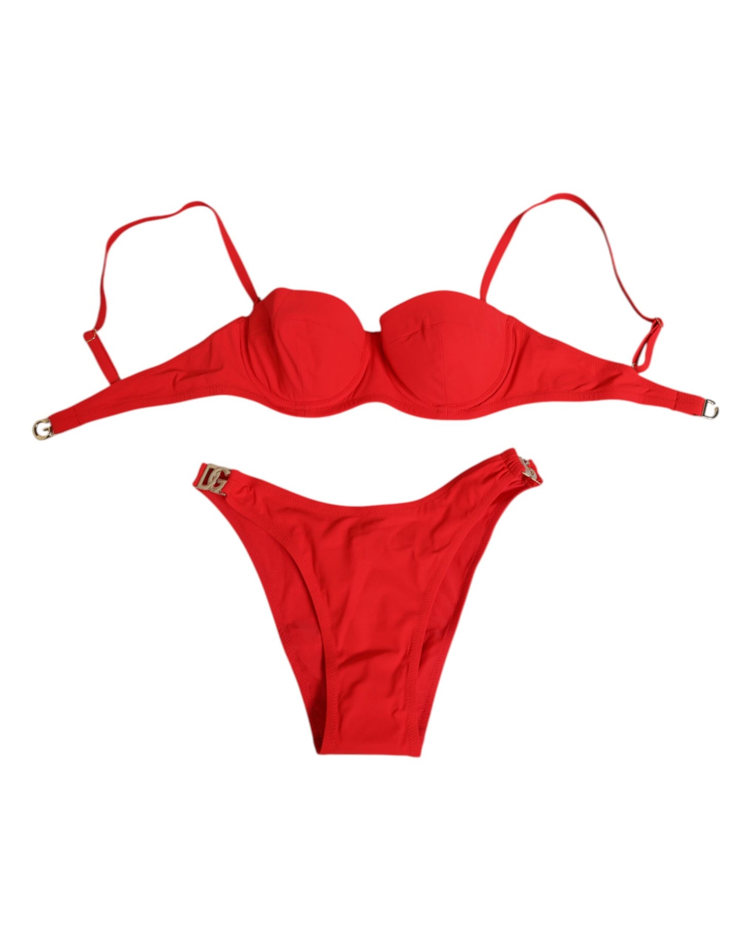 Red Nylon Swimsuit 2 Piece Top Bottom Swimwear