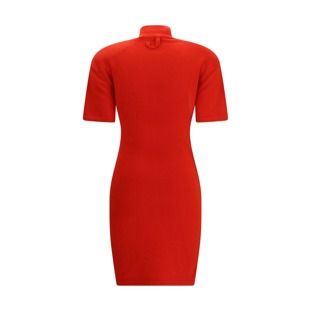 Red Merino Wool Casual Dress