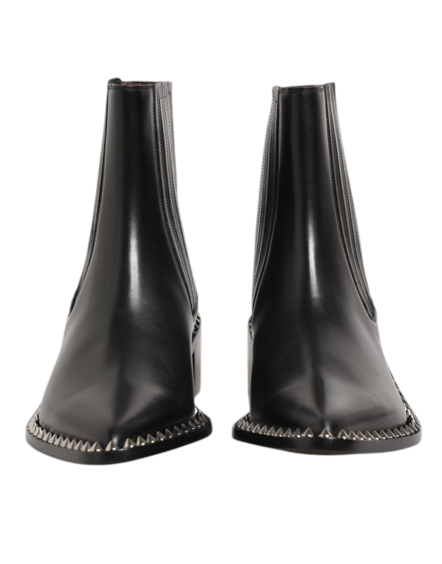 Black Leather Studded Men Short Boots Shoes