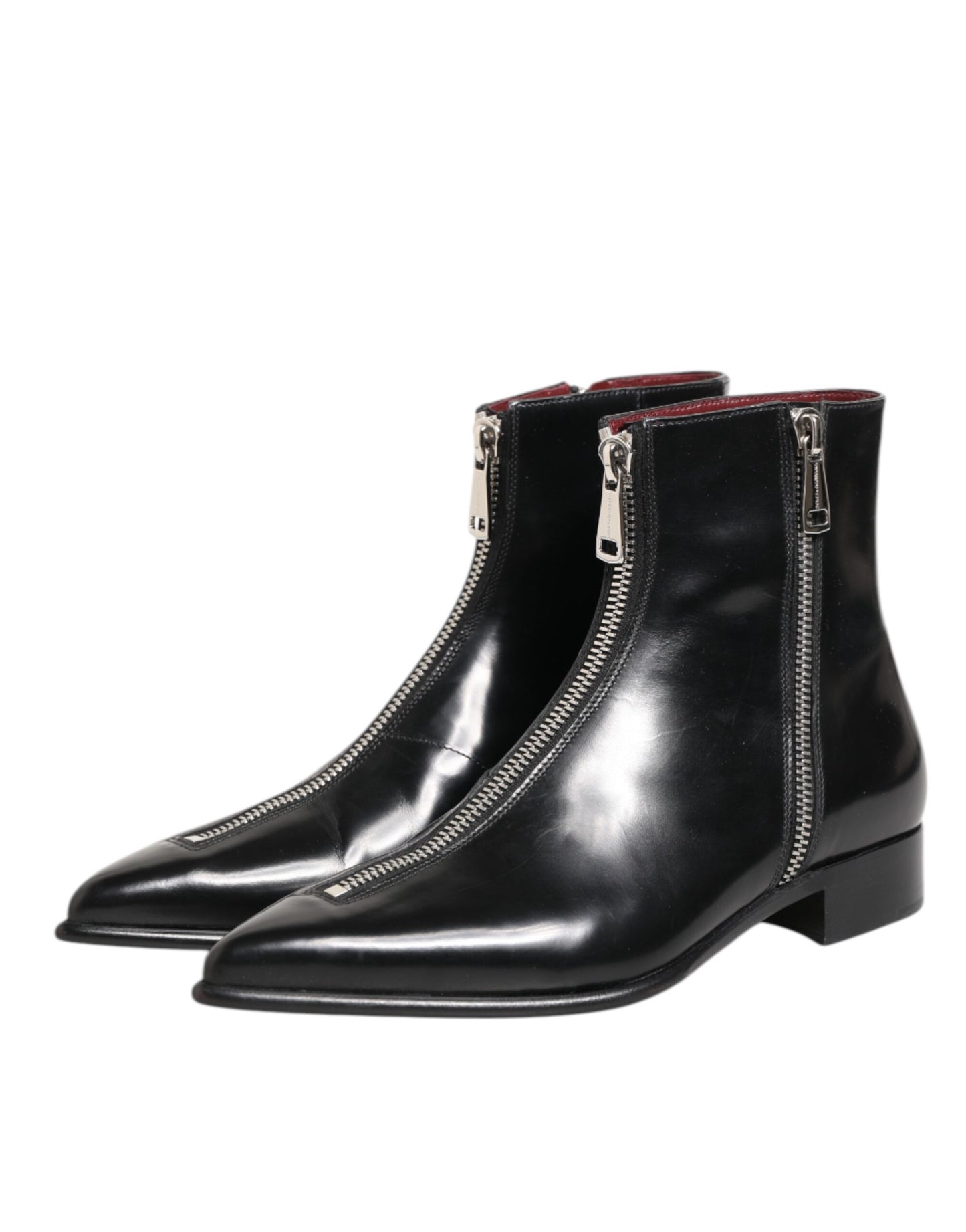 Black Calfskin Leather Men SHORT Boots Shoes