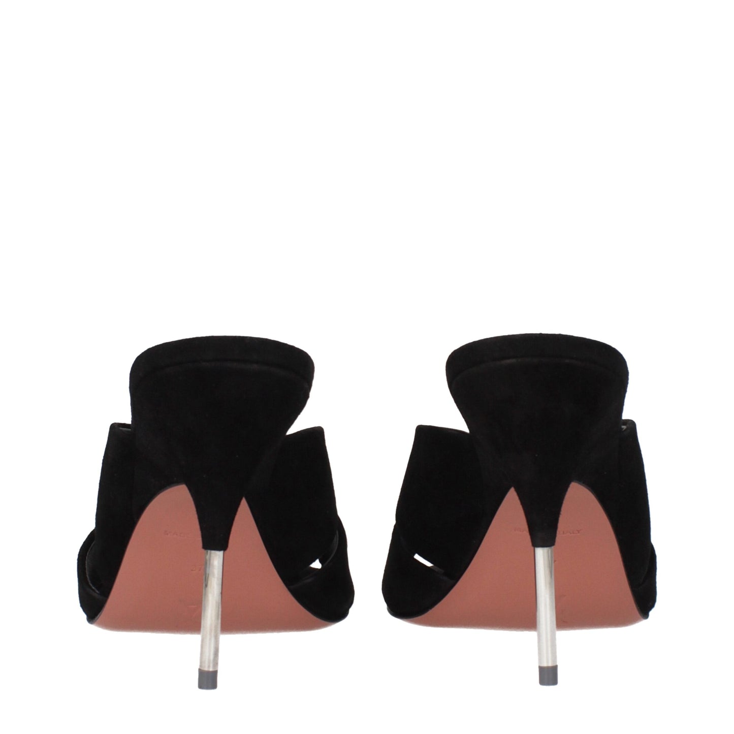 Black Leather Stiletto Heel Sandals