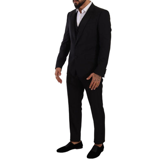 Black Wool Three-Piece Suit