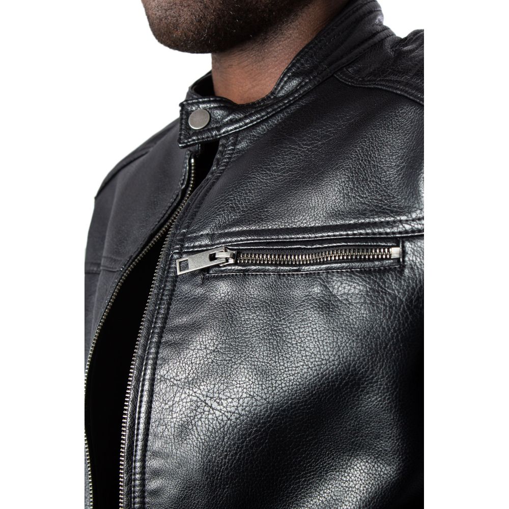 Black Artificial Leather Jackets & Coat
