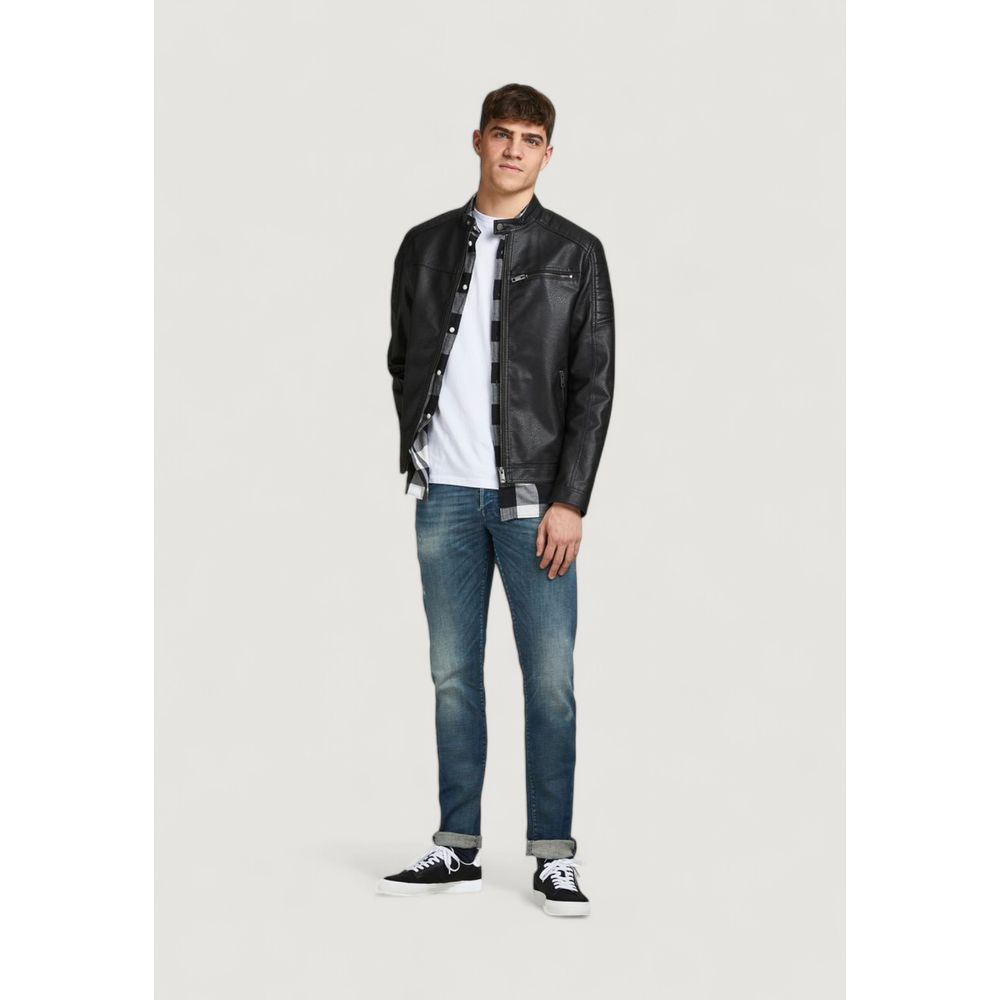 Black Artificial Leather Jackets & Coat