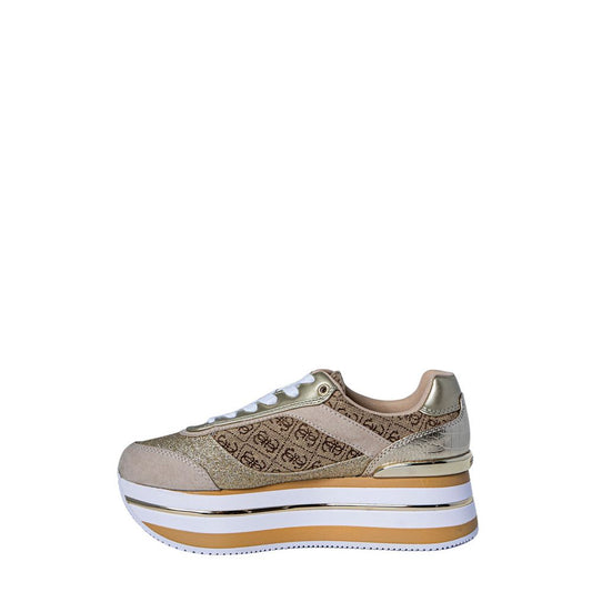Beige Polyester Platform Sneakers