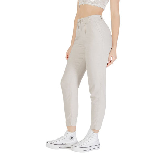 Beige Linen Casual Pants