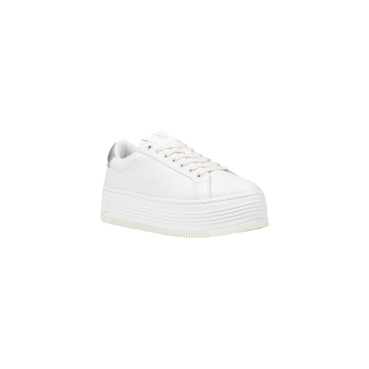 Silver Leather Platform Sneakers