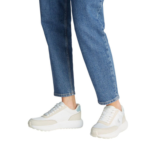 Beige Leather Athletic Sneakers