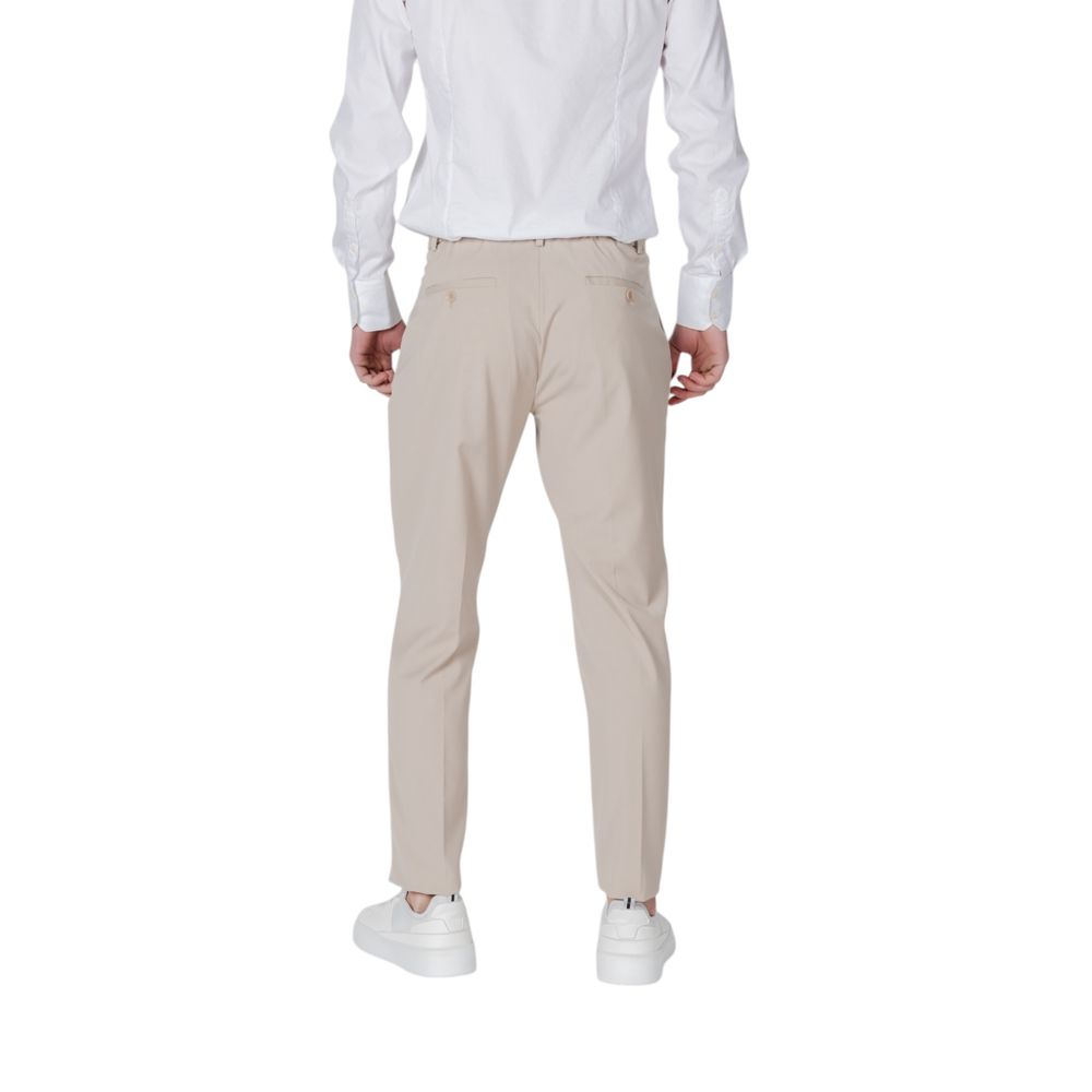 Beige Polyester Casual Pants