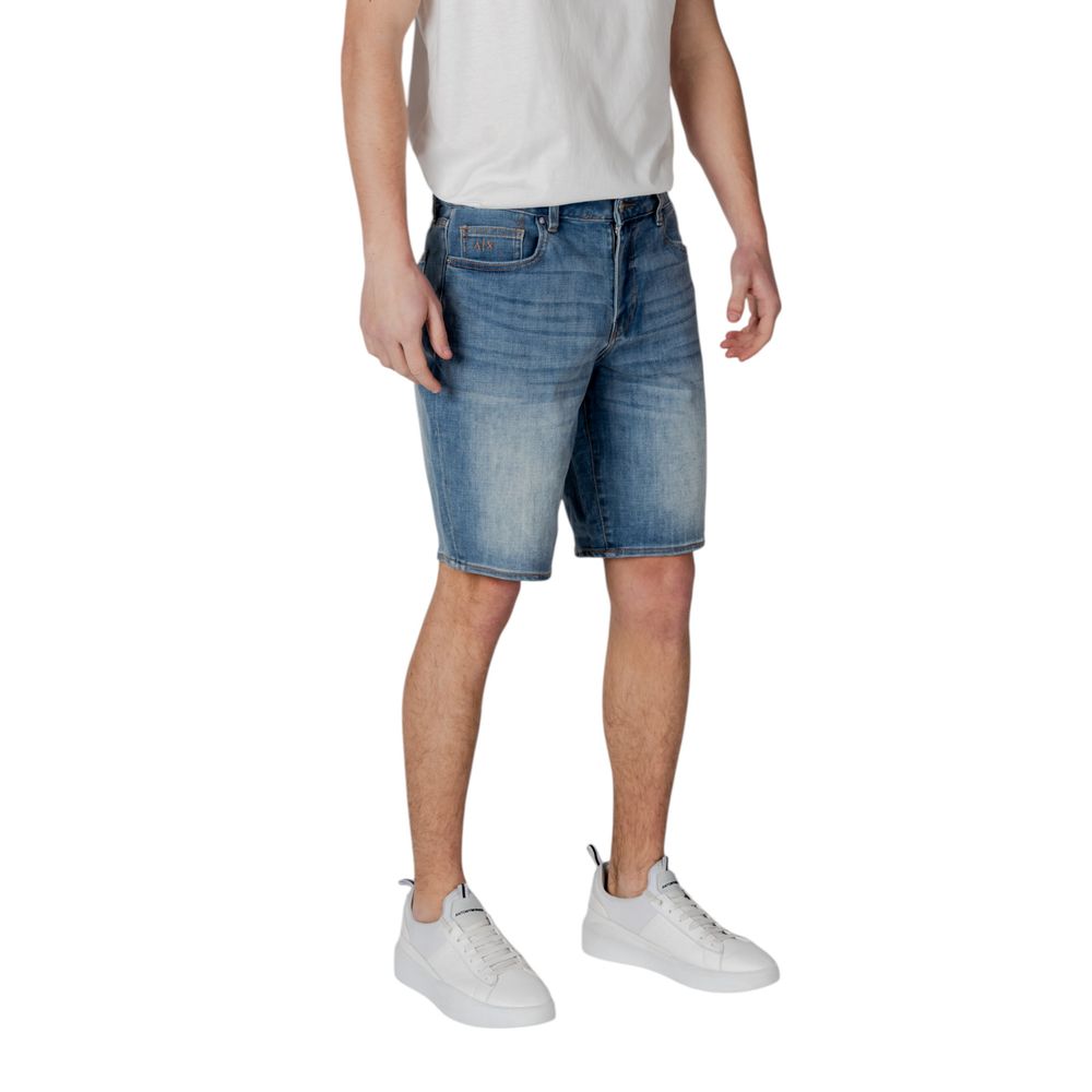 Blue Polyester Bermuda