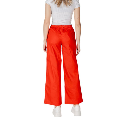 Red Cotton Casual Pants