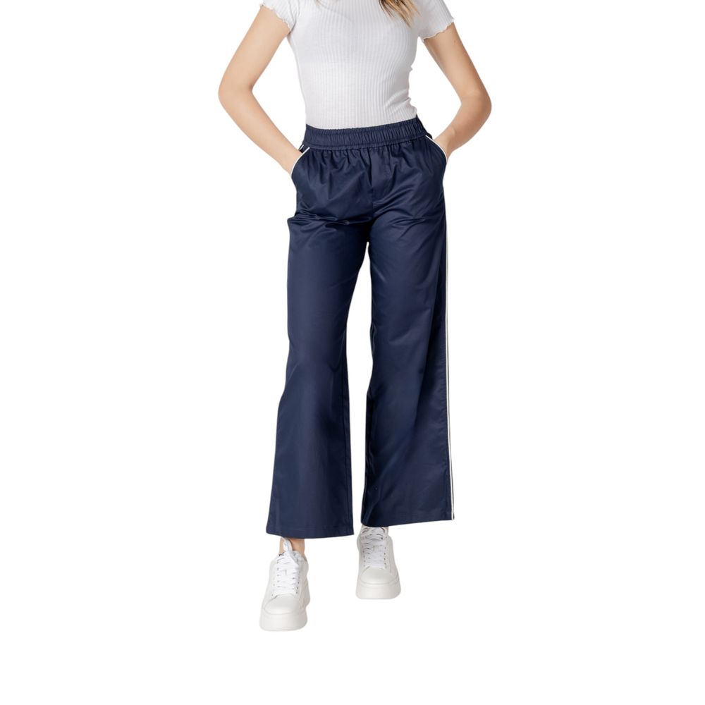 Blue Cotton Casual Pants