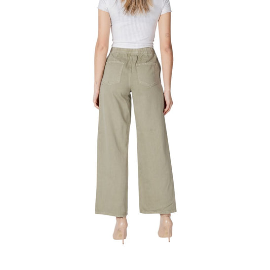 Green Cotton Casual Pants