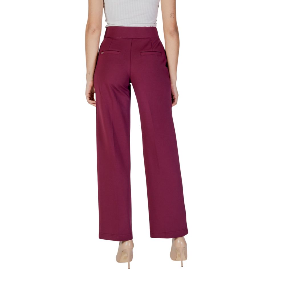 Purple Viscose Casual Pants