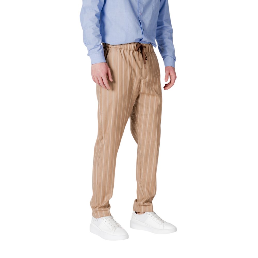 Beige Polyester Casual Pants