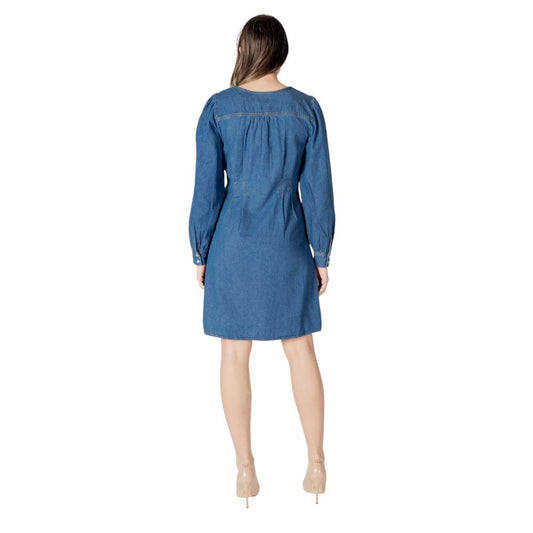 Blue Cotton Short Dress