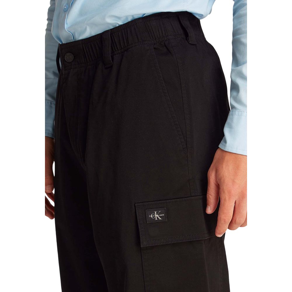 Black Cotton Cargo Pants