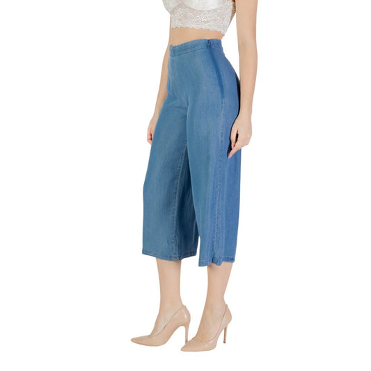 Blue Lyocell Cropped Pants