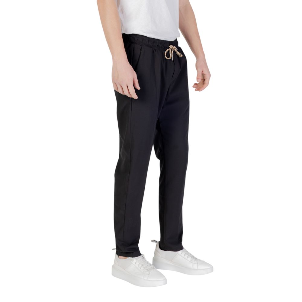 Black Polyester Casual Pants