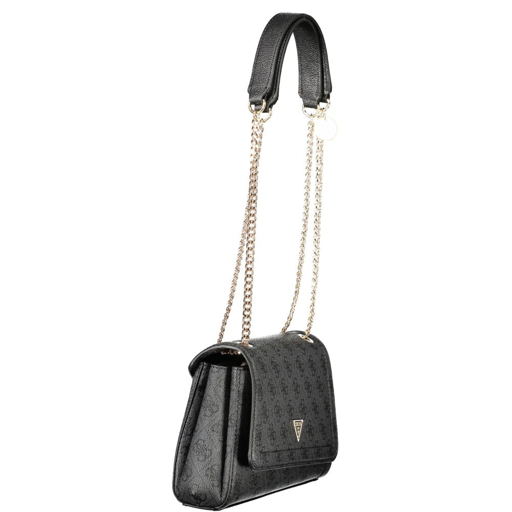 Black Polyurethane Women Handbag