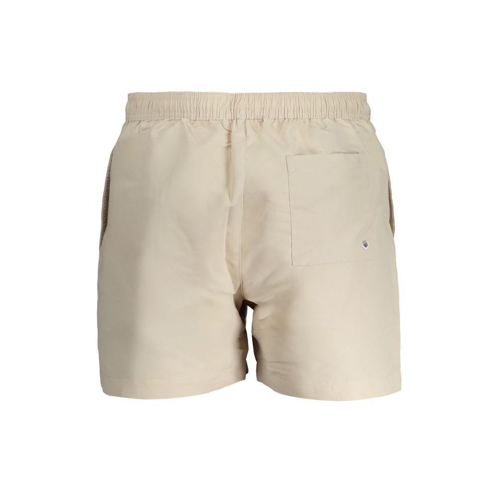 Beige Polyester Men's Swim Trunk