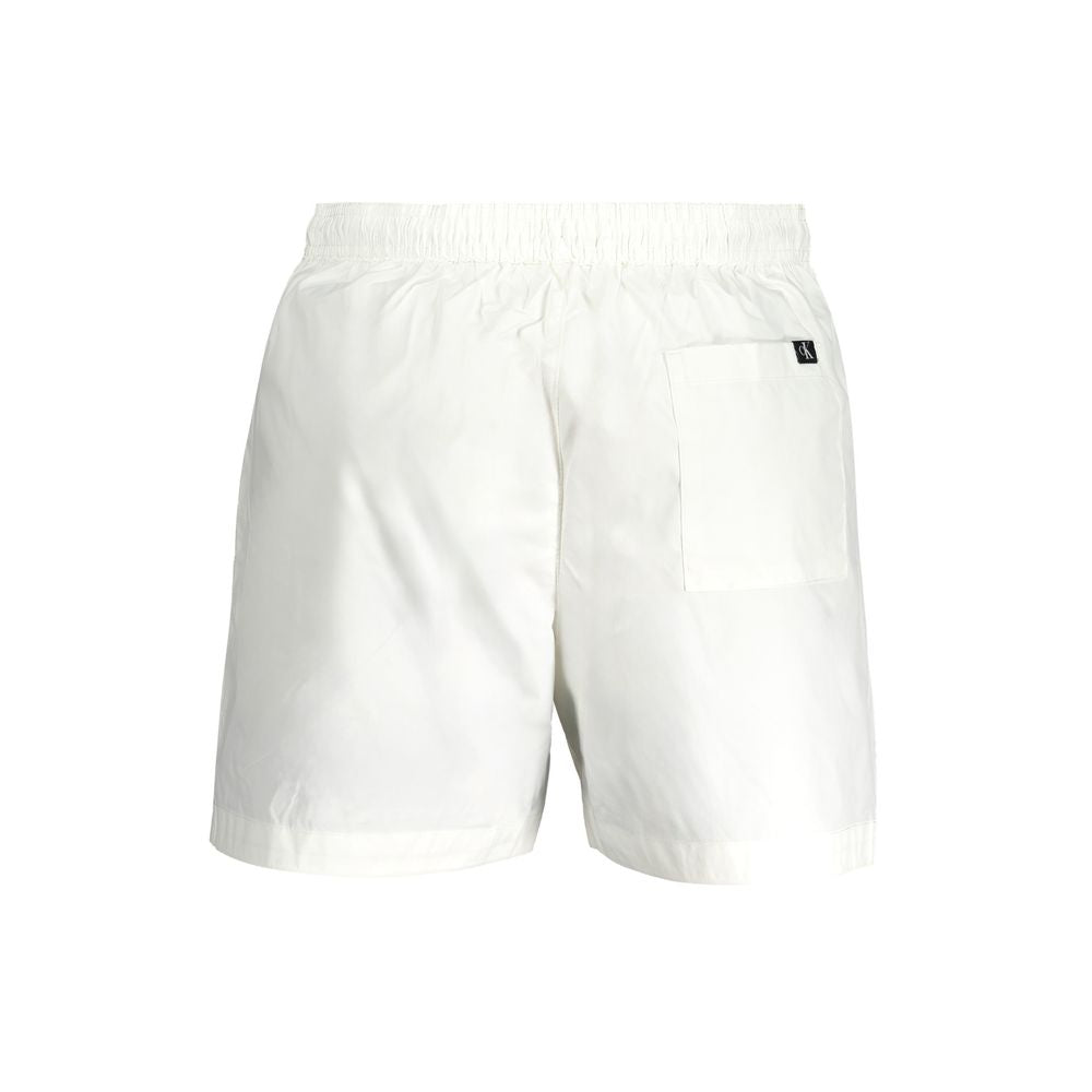White Polyester Men's Swim Boxer