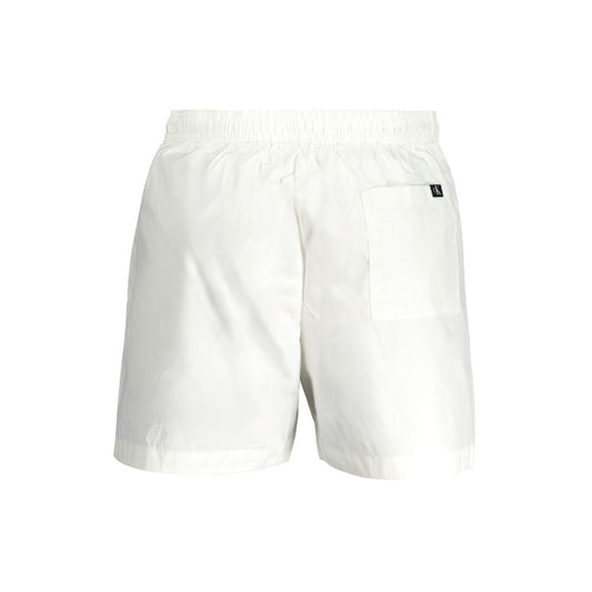 White Polyester Men's Swim Boxer