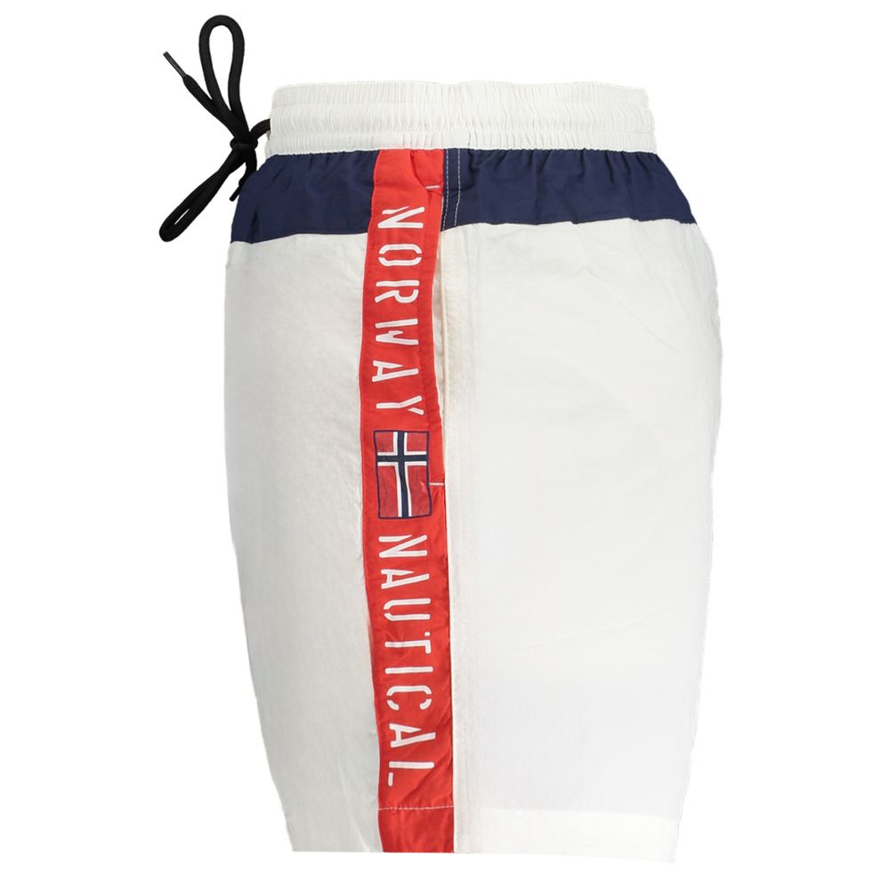White Polyester Men's Swim Boxer