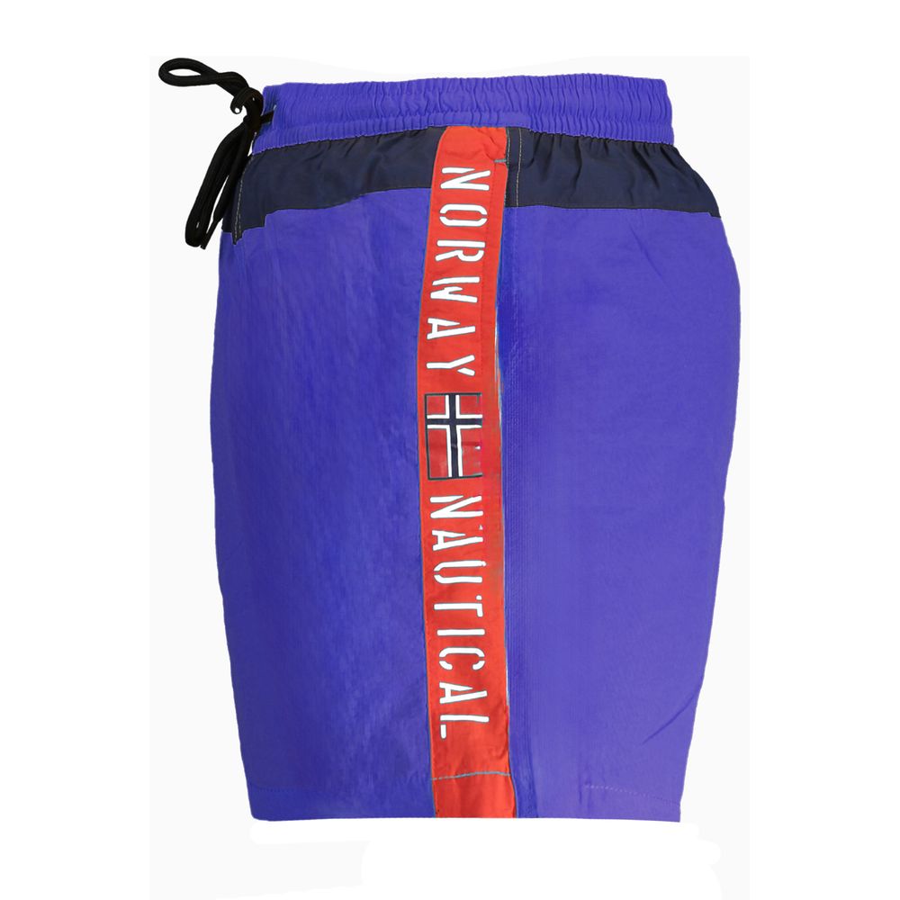 Blue Polyester Men's Swim Trunk