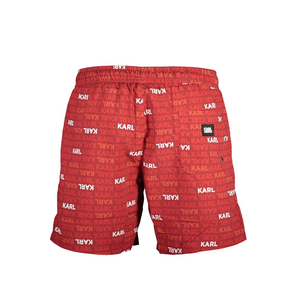 Rosso Poliestere Men Swim Boxer