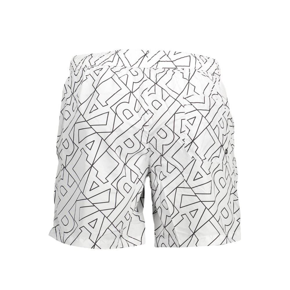 White Polyester Men's Swim Boxer