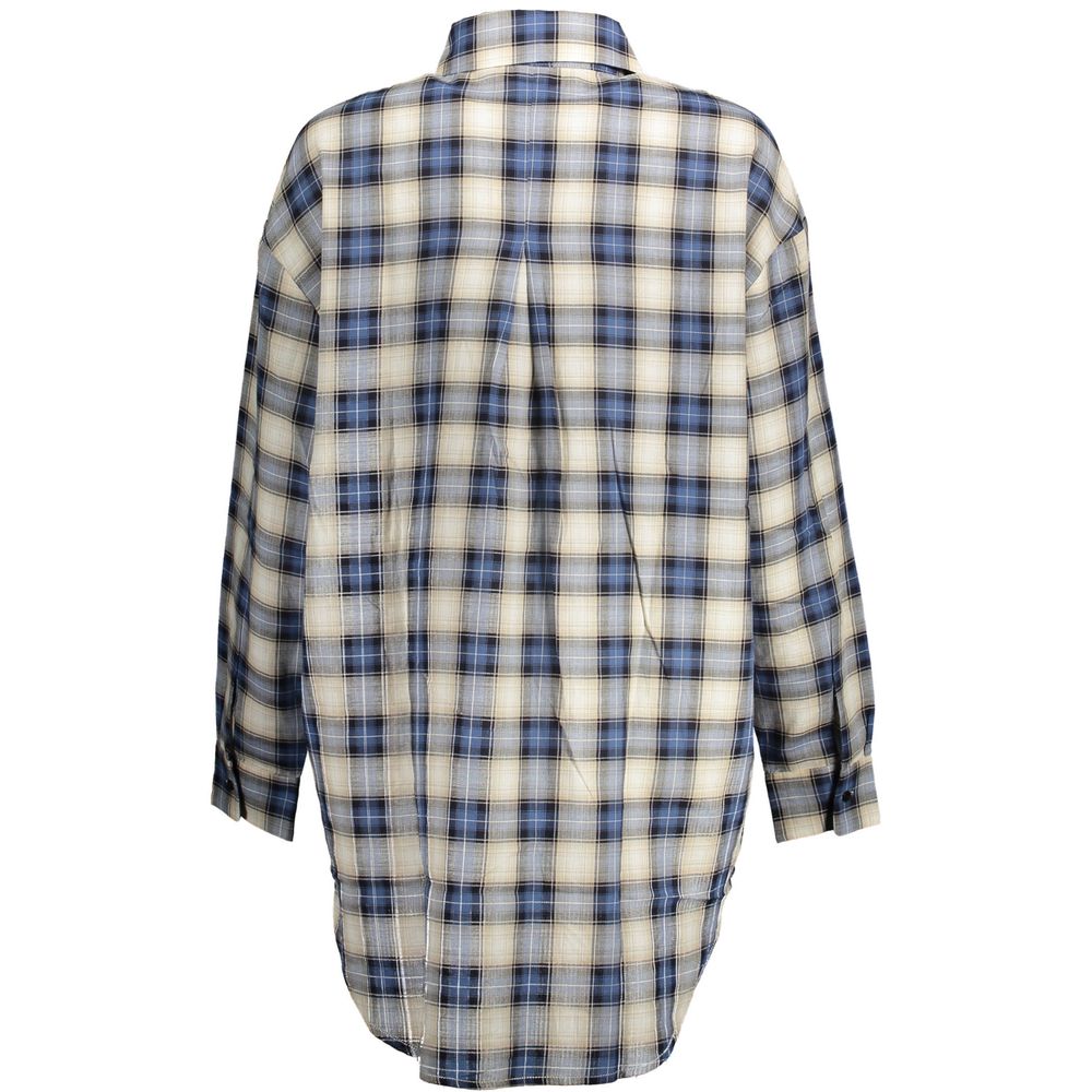 Blue Cotton Women Shirt