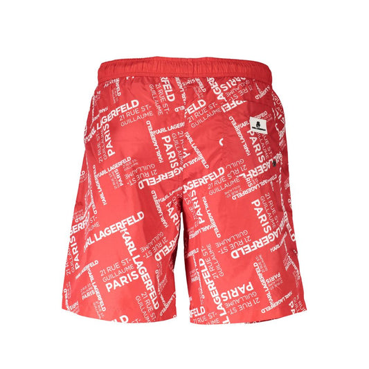 Red Polyester Men Swimwear
