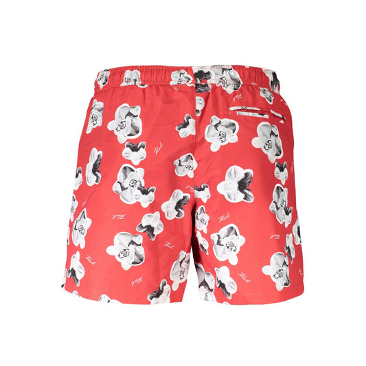 Red Polyester Men's Swim Boxer