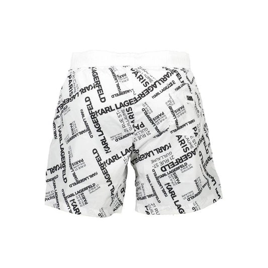 White Polyester Men's Swim Boxer