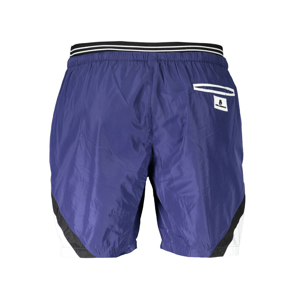 Blu Polyester Men Swim Boxer