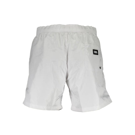 White Polyester Men's Swim Boxer