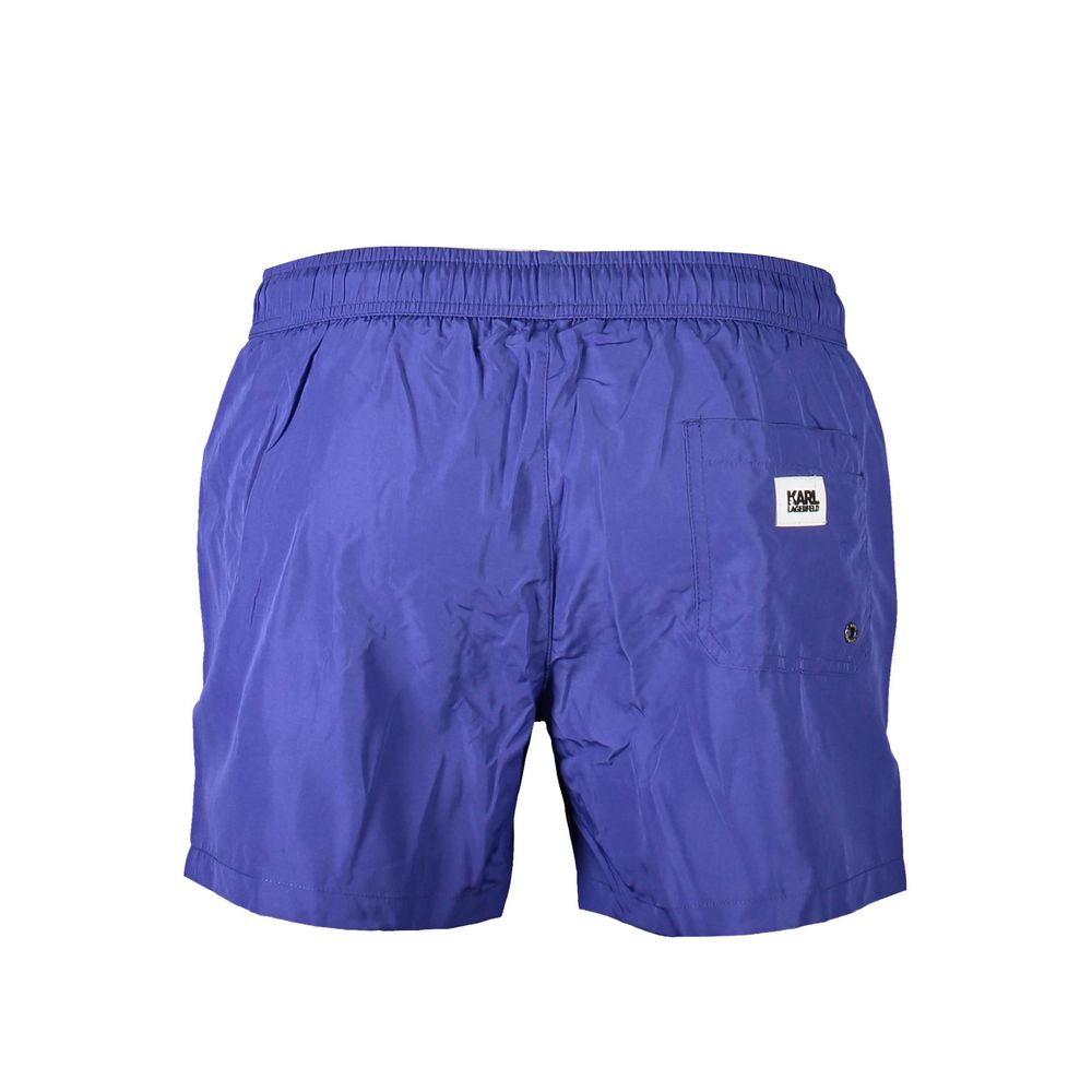 Blu Polyester Men's Swim Boxer