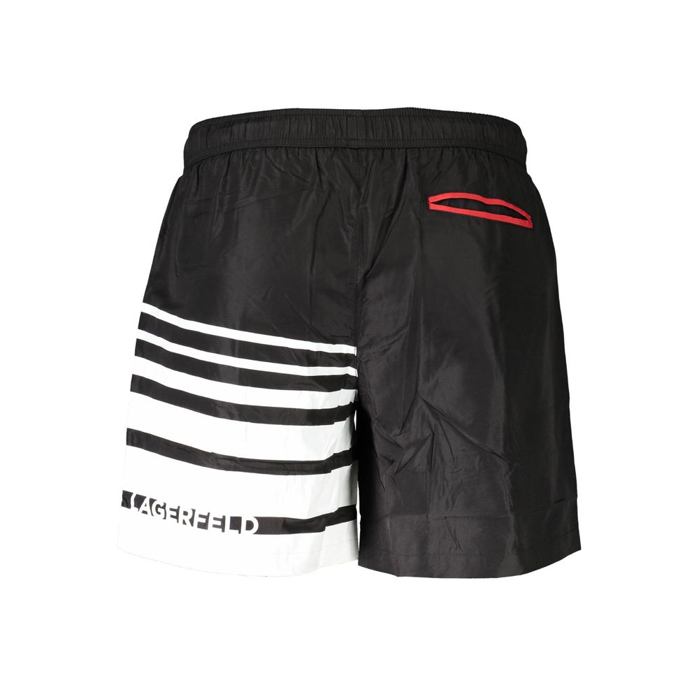 Black Polyester Men's Swim Boxer