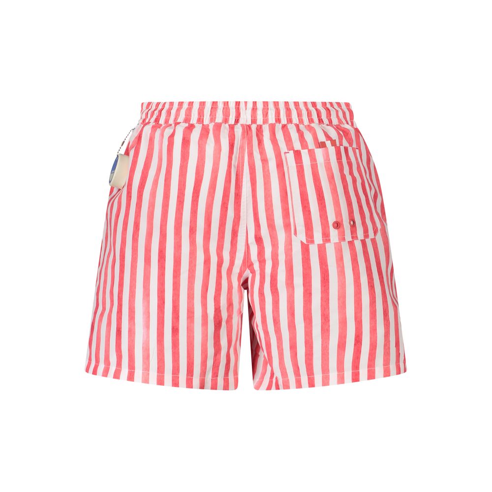 Red Polyester Men's Swim Trunk
