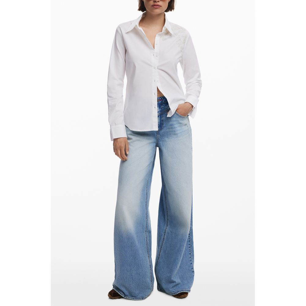 White Cotton Women Shirt