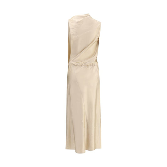 Cream Silk Casual Dress