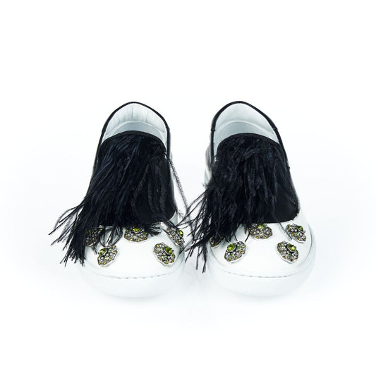 Black Leather Women Slip-On Shoe