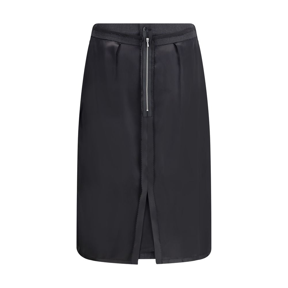 Black Polyester Midi Skirt