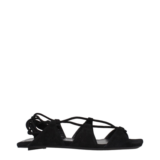 Black Leather Flat Sandals