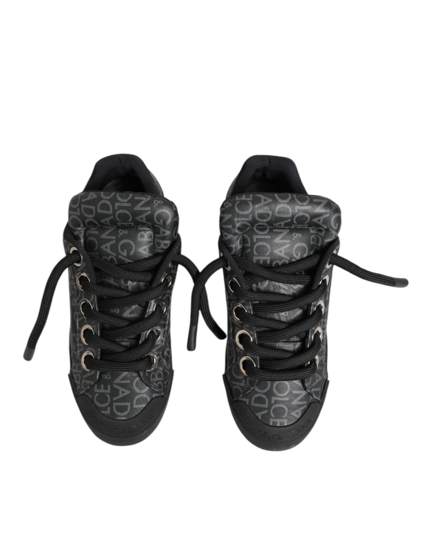 Black Cotton Denim Logo Low Top Sneakers Shoes