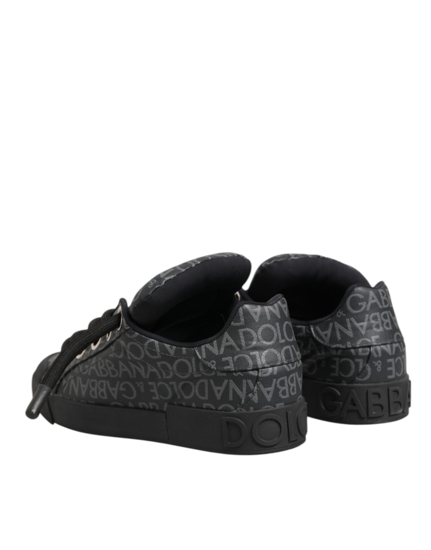Black Cotton Denim Logo Low Top Sneakers Shoes