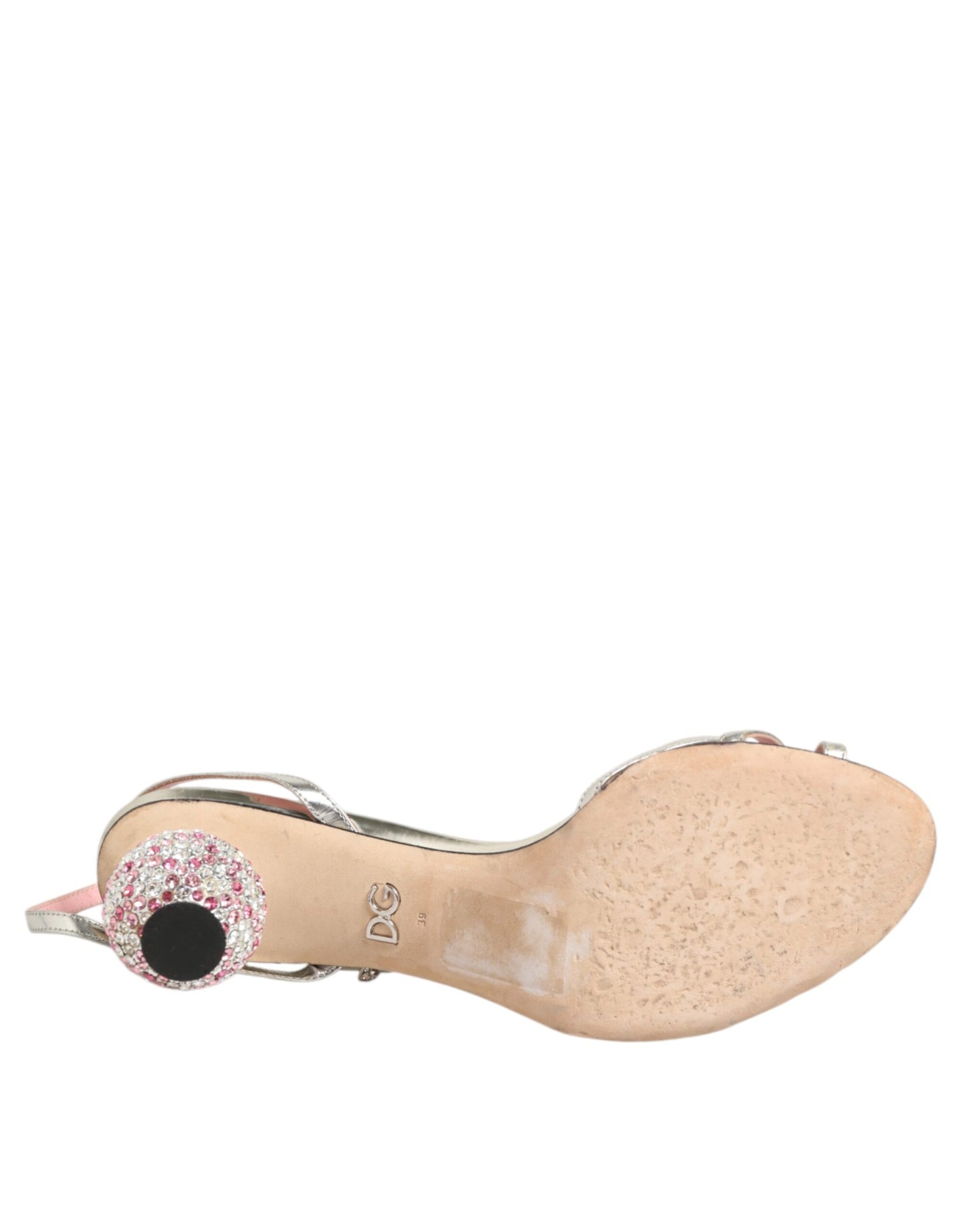 Pink Embellished Leather Ball-Heel Sandals Shoes