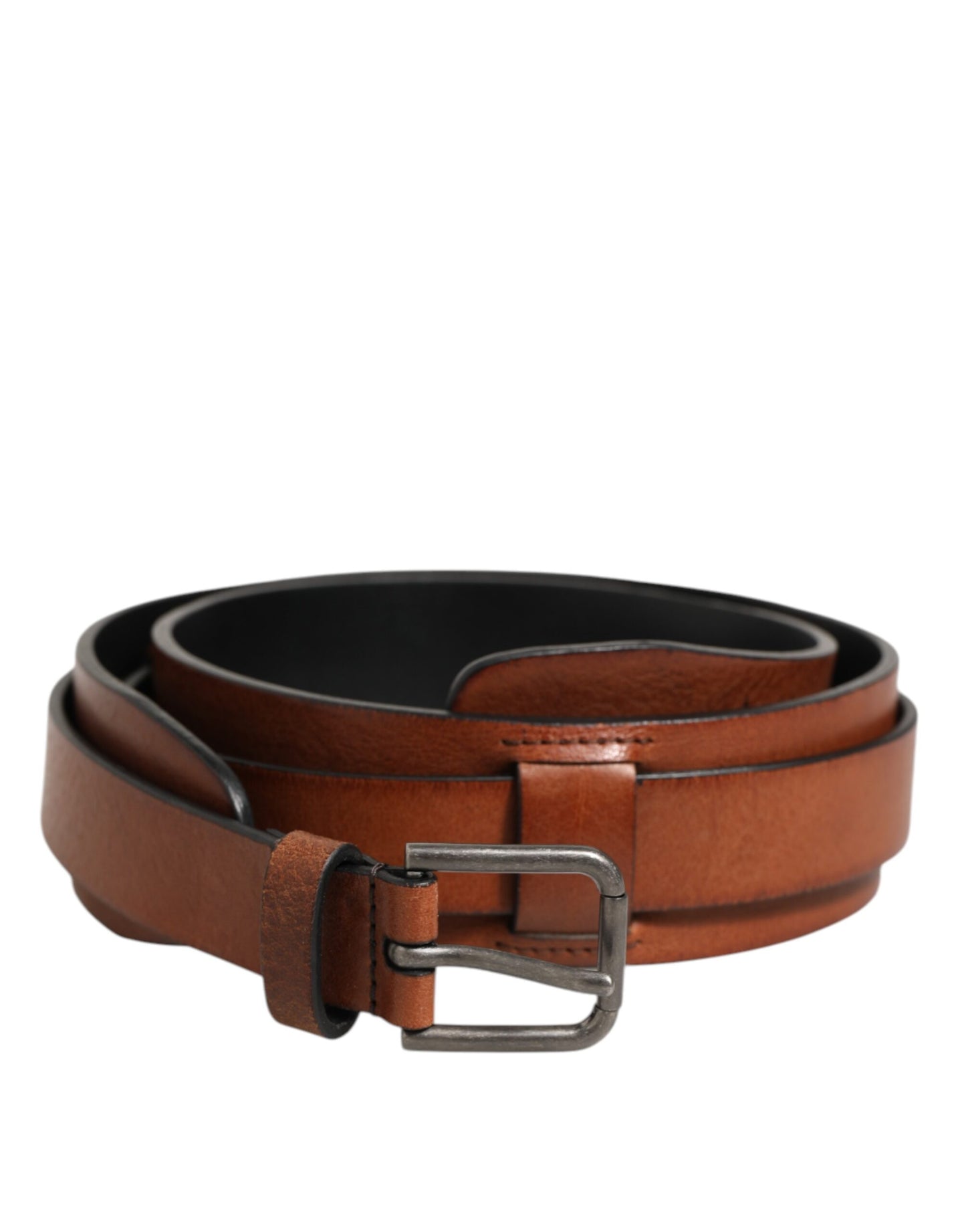 Brown Classic Gold Metal Logo Buckle Men Belt