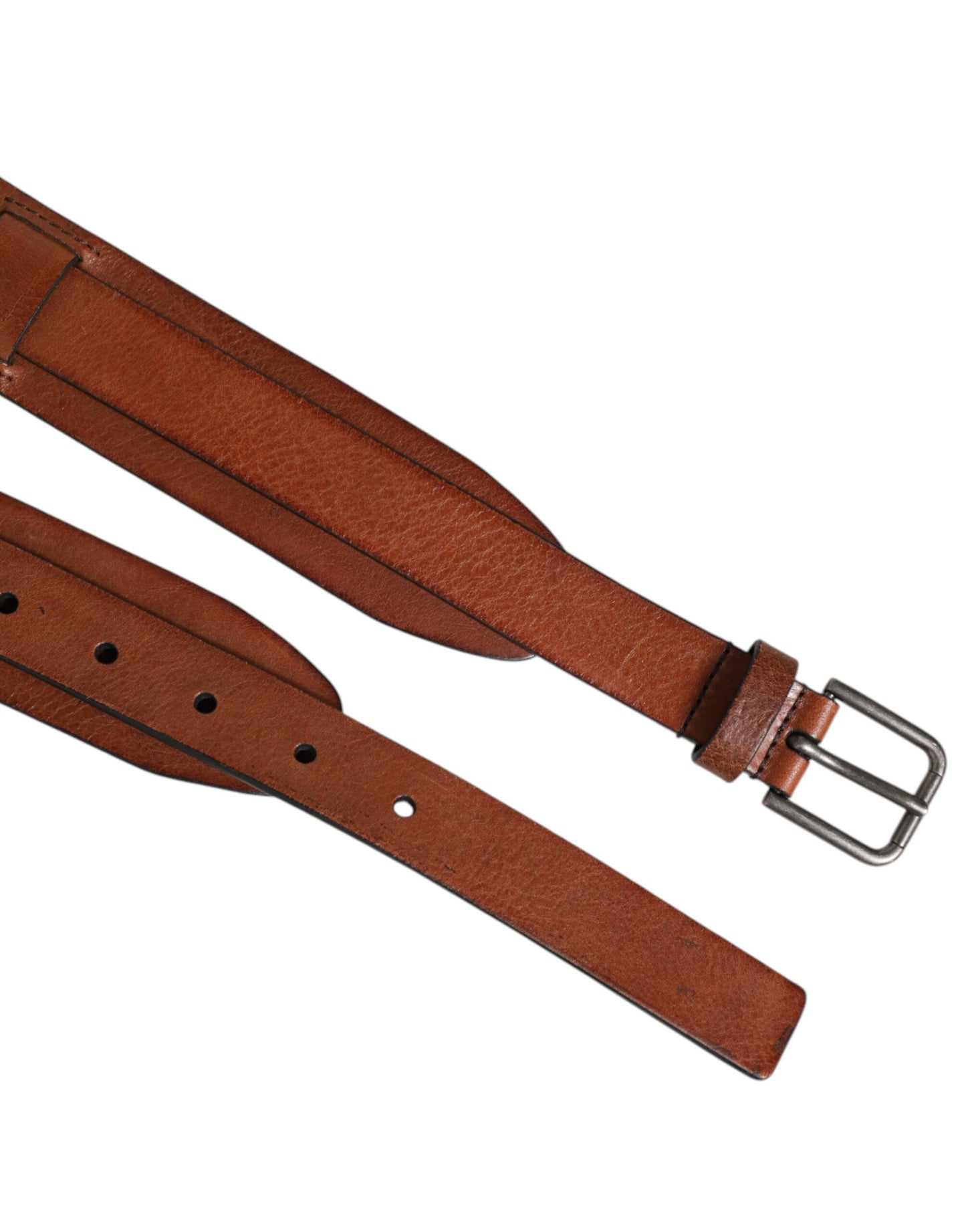 Brown Classic Gold Metal Logo Buckle Men Belt